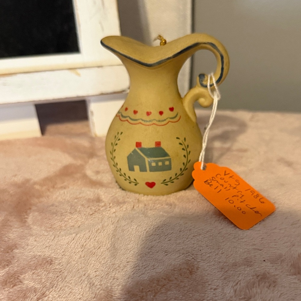 Decorative Yellow Pitcher with House Design